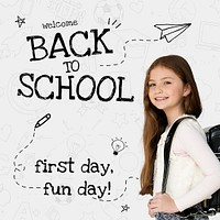 Back to school template psd with cute student