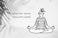 Meditating woman avatar template psd with motivational quote