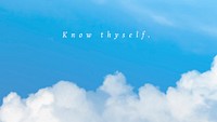 Blue sky and clouds psd presentation template with motivation quote