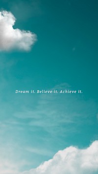 Green sky and clouds psd social media story template with inspiring quote