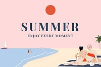 Summer template psd with people sunbathing, remixed from artworks by George Barbier