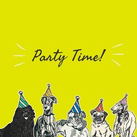 Editable party template psd for social media with quote, party time, remixed from artworks by Moriz Jung