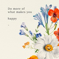 Floral quote template psd illustration with text, remixed from public domain artworks