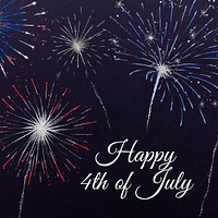 Shiny fireworks template psd for social media post with editable text, Have a sparkling 4th of July