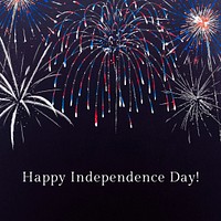 Shiny fireworks template psd for social media post with editable text, Happy Independence day