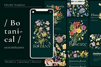 Editable beautiful floral template psd ad poster set