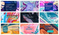 Fluid art banner template psd set