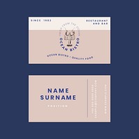 Aesthetic business card template psd for restaurant, remixed from public domain artworks