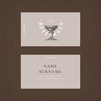 Aesthetic business card template psd for restaurant, remixed from public domain artworks