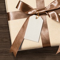 Present greeting tag on a gift box with design space