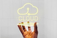 Cloud template psd on futuristic hologram technology