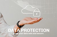 Hand holding cloud system psd with data protection
