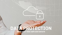 Cloud system template psd with data protection for blog banner