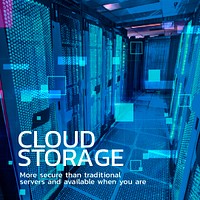 Cloud storage template psd big data technology for social media post, remixed from public domain by Nasa