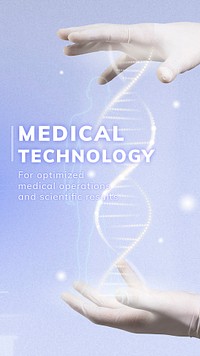 Medical technology science template psd with DNA helix social media story