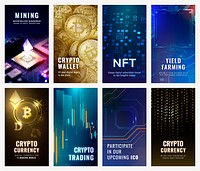 Cryptocurrency open-source blockchain template psd digital finance social media story collection