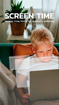 Screen time digital template psd wellness social media story