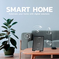 Smart home technology template psd innovation social media post