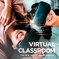 Virtual classroom technology template psd education social media post