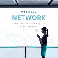Wireless network technology template psd digital communication social media post