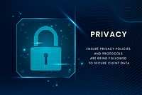 Data privacy technology template psd with lock icon