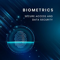 Biometrics security technology template psd with fingerprint scan