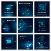 Security technology template psd set for social media post