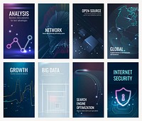 Data technology banner template psd set