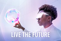 Live the future template psd Virtual assistant technology blog banner