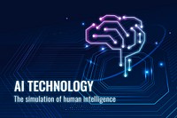 Futuristic AI technology template psd disruptive technology blog banner