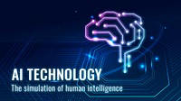 Futuristic AI technology template psd disruptive technology blog banner