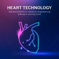 Heart technology template vector medical cardiology