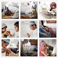 Ramadan greeting editable template psd set