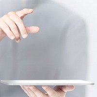 Smart technology background man using tablet
