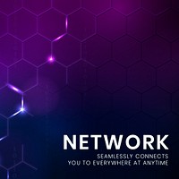 Network technology template psd with digital background