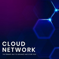 Cloud network technology template psd with digital background