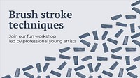 Art workshop banner template psd with blue block print theme