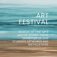 Art festival watercolor template psd aesthetic social media ad