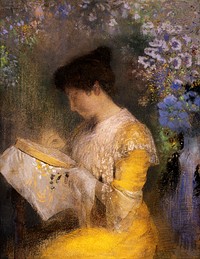 Madame Arthur Fontaine (Marie Escudier, born 1865) (1901) by Odilon Redon. Original from The MET museum. Digitally enhanced by rawpixel.