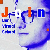 Futuristic technology editable template psd join our virtual school