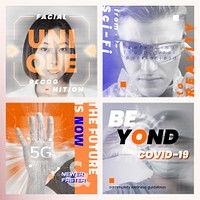 Futuristic technology editable template set for social media post psd