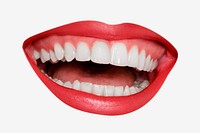 Happy mouth collage element, smiling lips psd