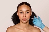 Woman getting fillers, beauty treatment psd