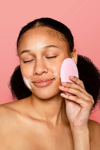 Facial brush skincare routine psd