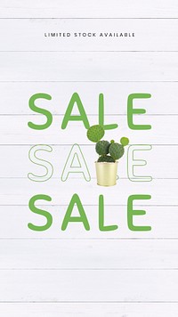 Online houseplant shop template psd with sale text