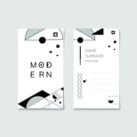 Modern black and white geometric business name card template