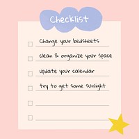 Routine checklist Facebook post template, cute self love design psd