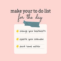 Routine checklist Facebook post template, cute self love design psd