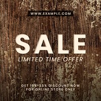 Sale ad on wooden textured Instagram template