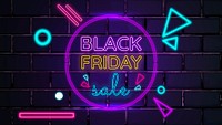 Neon psd Black Friday sale promotion design template